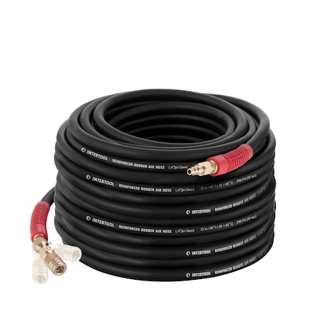 Intertool Rubber Air Hose, 100 ft. x 1/4 in., Black PT08-1730
